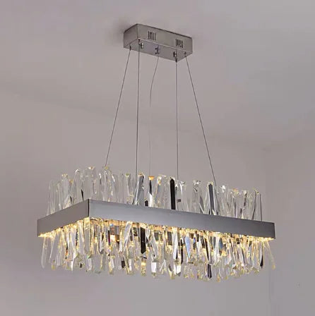 Luxury Crystal Hanging Chandelier for Dining Room and Kitchen Island – Choose Chrome or Gold Finish