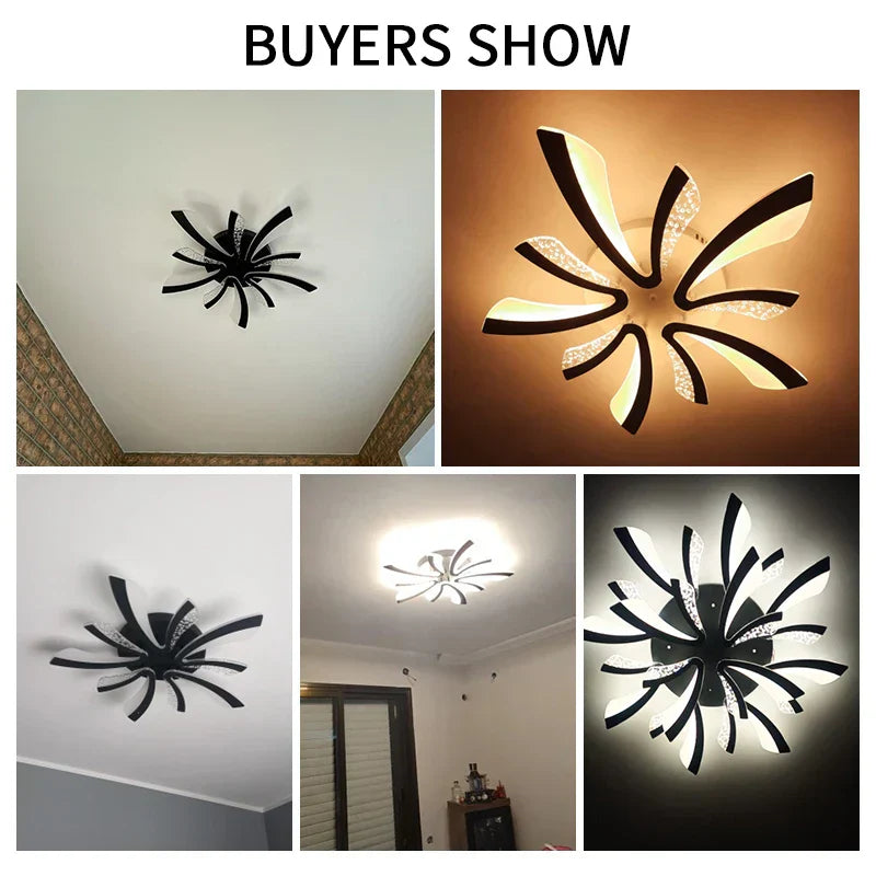 DecorBites™ LED Ceiling Chandelier Lights for Living Room Bedroom Dining Study White Black