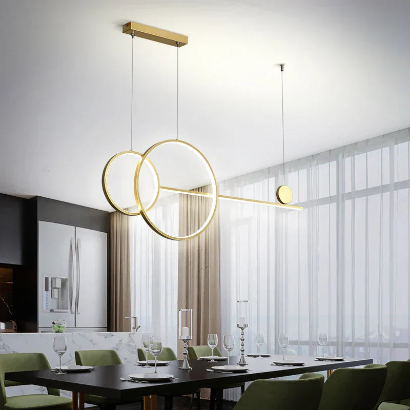 DecorBites™ Linear Ring Chandelier | LED Kitchen Island Dining Room Lighting Fixtures