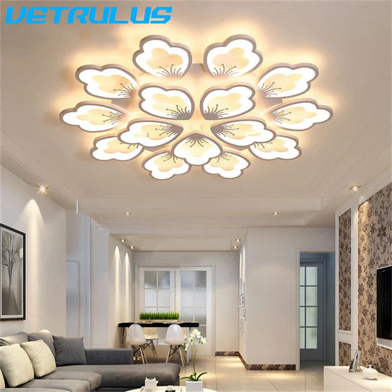 DecorBites™ Lotus Design LED Acrylic Chandelier Ceiling Lamp for Modern Living, Dining, and Study Rooms