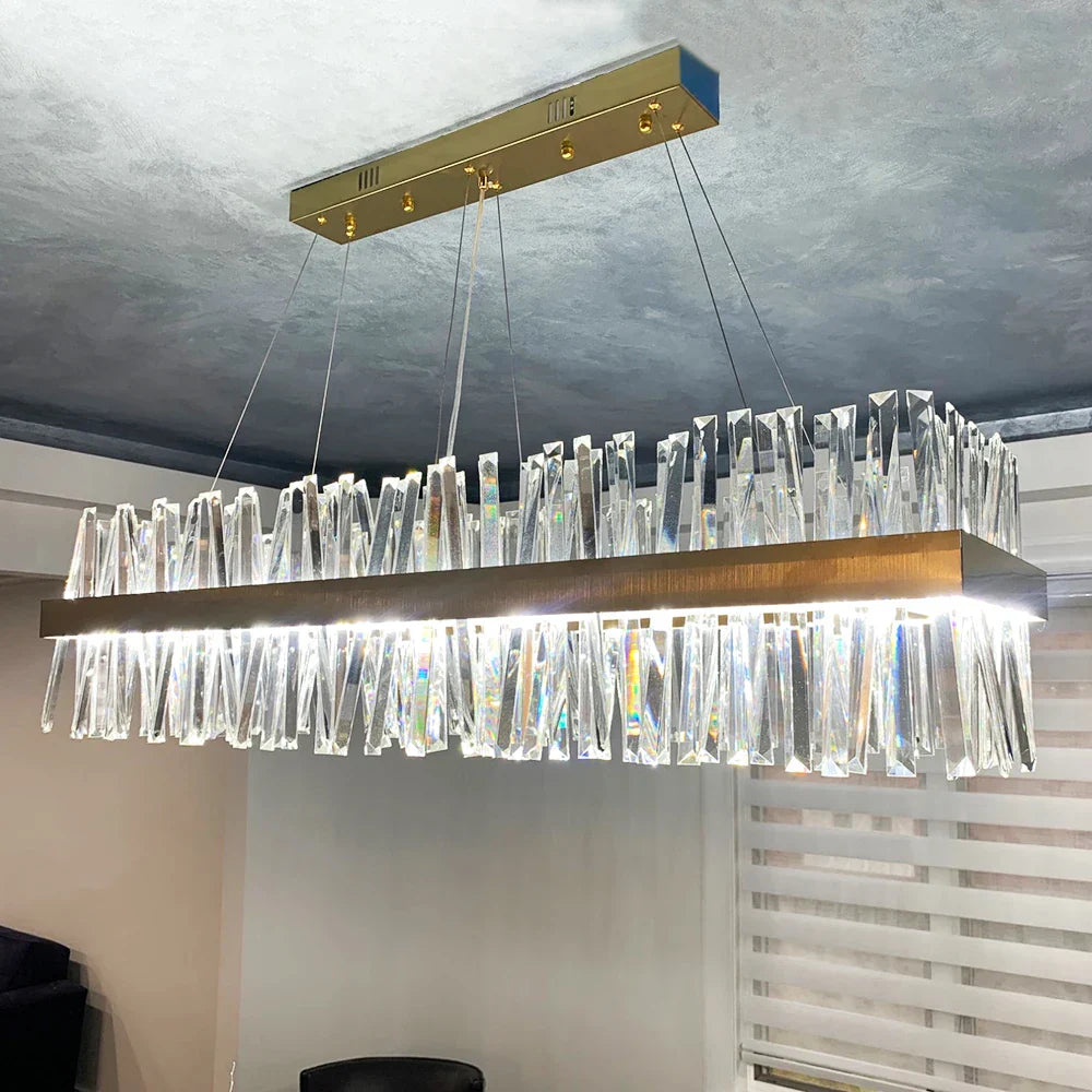 Luxury Crystal Hanging Chandelier for Dining Room and Kitchen Island – Choose Chrome or Gold Finish