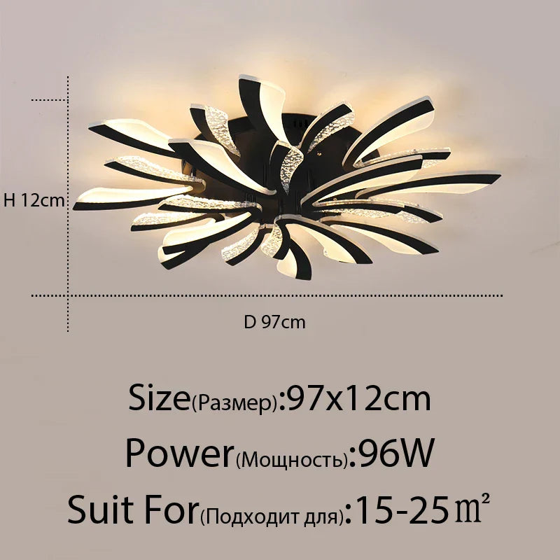 DecorBites™ LED Ceiling Chandelier Lights for Living Room Bedroom Dining Study White Black