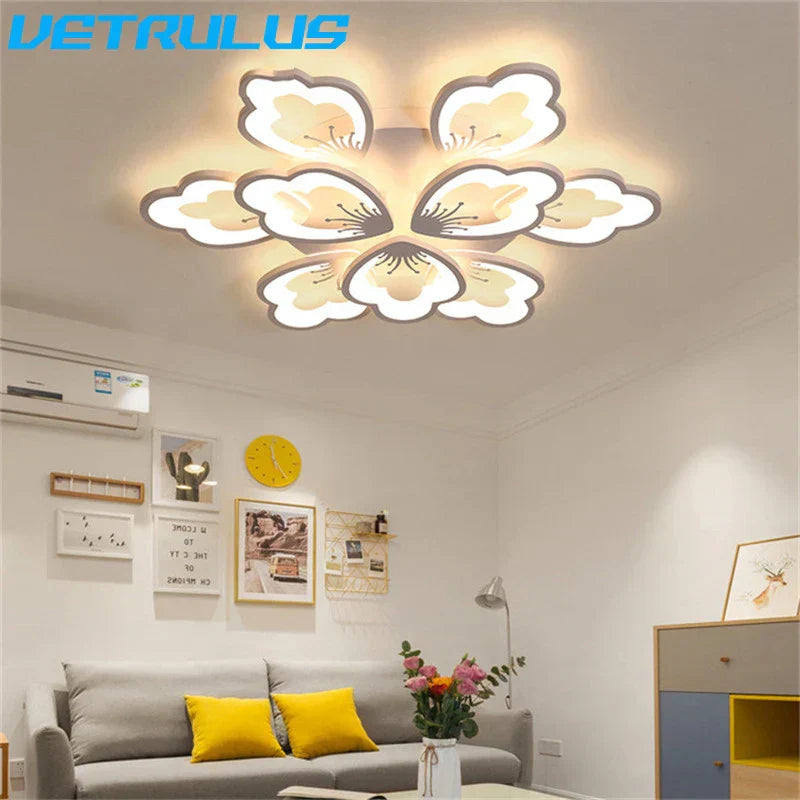 DecorBites™ Lotus Design LED Acrylic Chandelier Ceiling Lamp for Modern Living, Dining, and Study Rooms