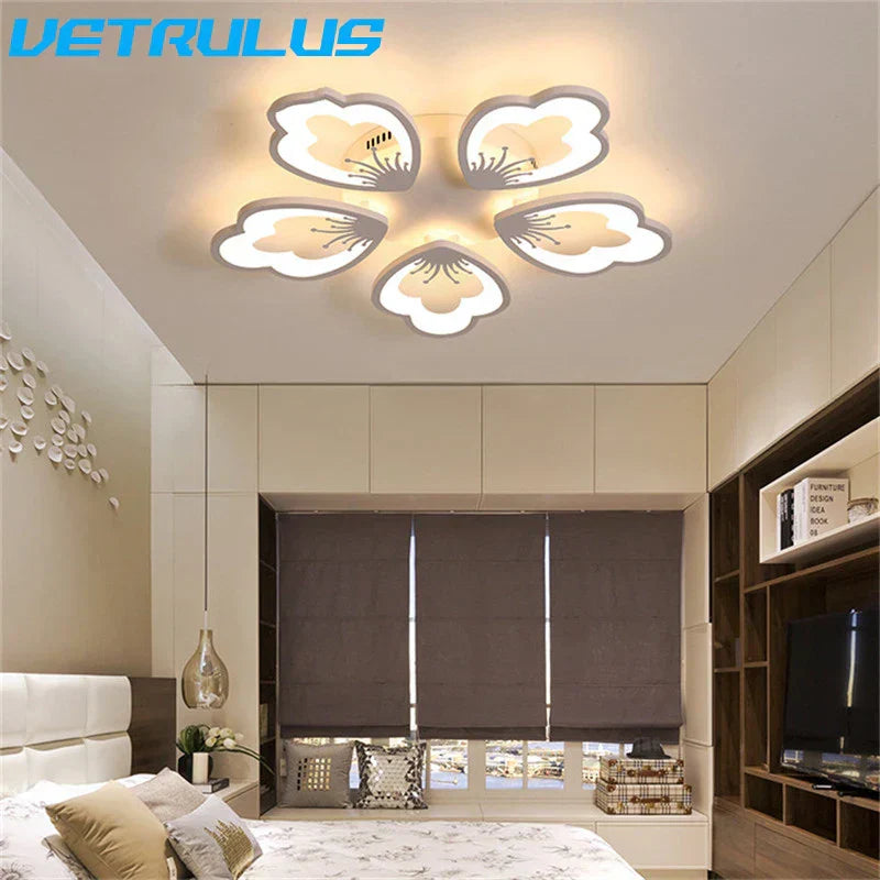 Lotus Design LED Acrylic Chandelier Ceiling Lamp for Modern Living, Dining, and Study Rooms