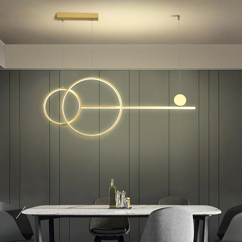 DecorBites™ Linear Ring Chandelier | LED Kitchen Island Dining Room Lighting Fixtures
