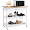 White Kitchen Island Cart with Drawer Storage Shelves and Locking Casters - Kitchen > Kitchen Carts | Kick in the Kitch