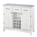 Stainless Steel Top Kitchen Island Sideboard Cabinet Wine Rack in White - Dining > Sideboards & Buffets | Kick in the Kitch