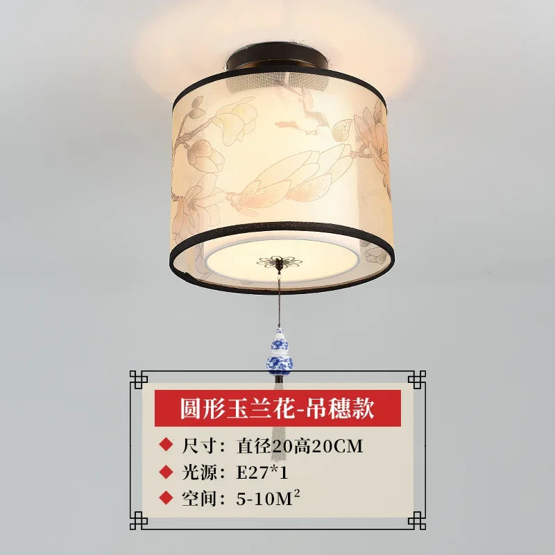 DecorBites™ Lotus Chinese Chandelier Ceiling Lamp Simple Corridor Painting LED Lighting