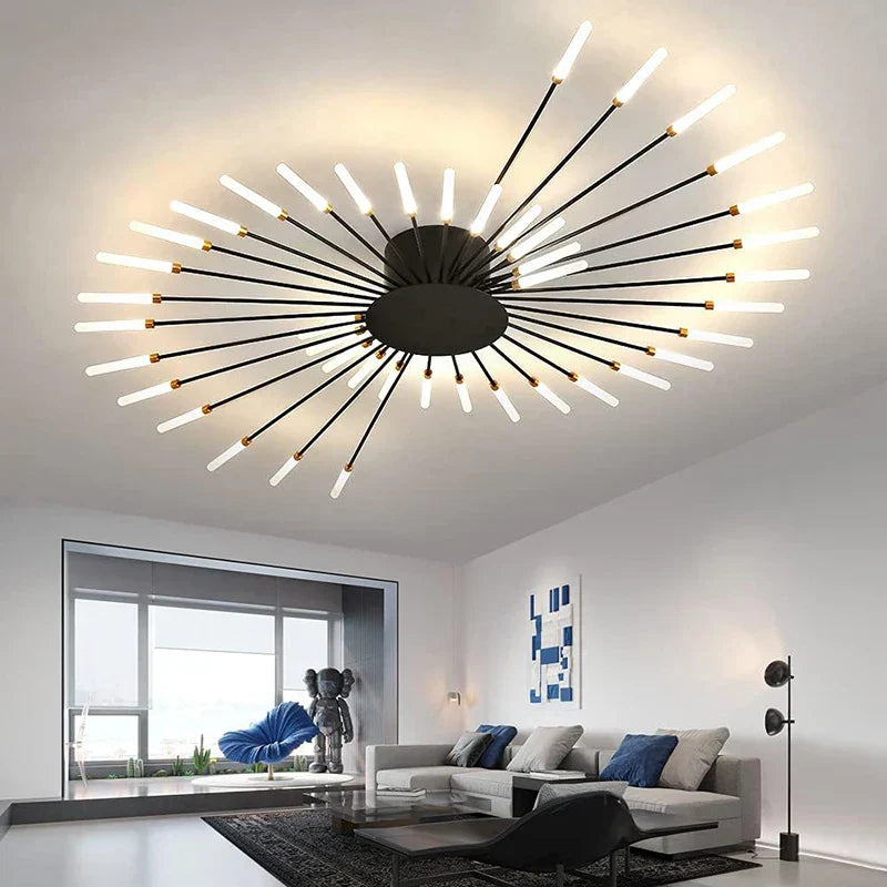 DecorBites™ LED Fireworks Chandelier: Modern Ceiling Lamp for Home Decor, Black Kitchen Lighting Fixtures