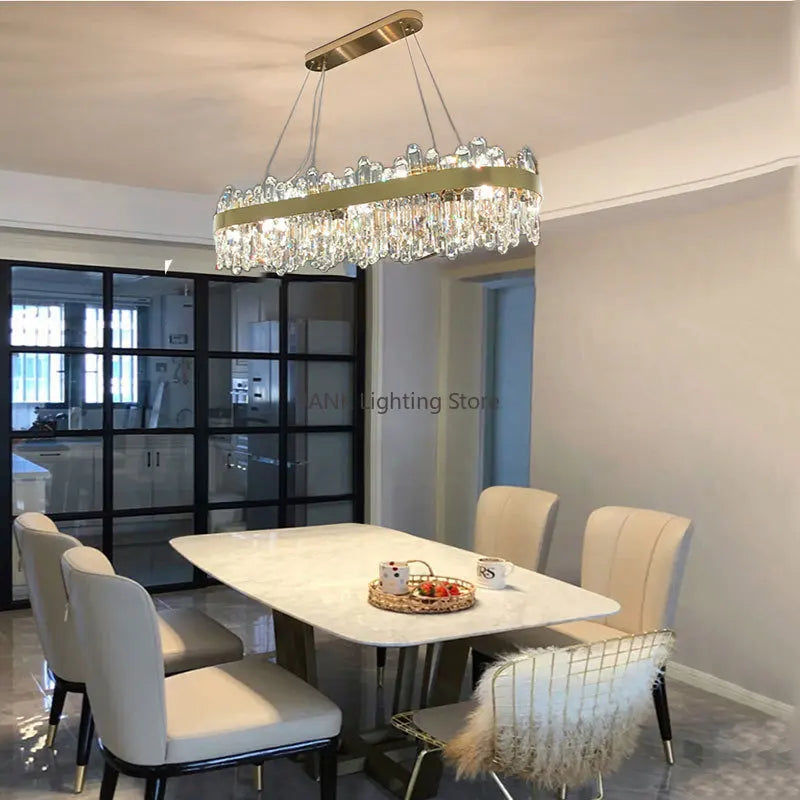 DecorBites™ Luxe Crystal Chandelier: Elegant LED Indoor Pendant Light for Bedroom & Dining Room