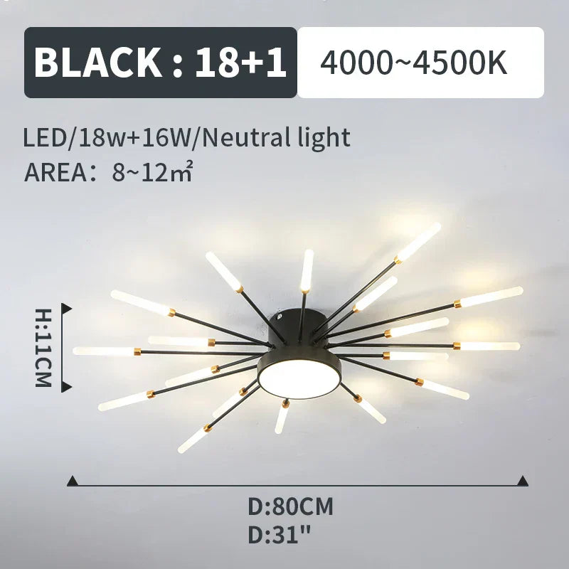 LED Fireworks Pendant Lamps - Modern Living Room Bedroom Chandelier Lighting