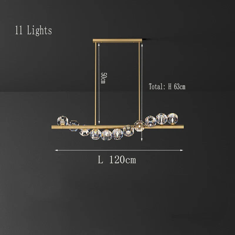 Elegant Rectangle Copper Chandelier - A Luxurious Crystal Light Fixture for Kitchen Islands, Hotel Bars, and Living Rooms