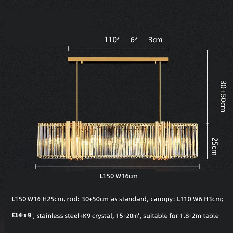 DecorBites™ Luxe E14 LED Crystal Pendant Chandelier: Elegant Dining Room Lighting