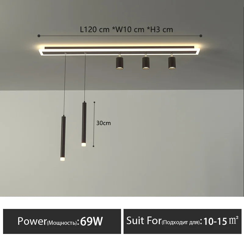 Nordic LED Ceiling Lamp - Modern Strip Design for Restaurants, Bars, Kitchen Islands, and Dining Rooms