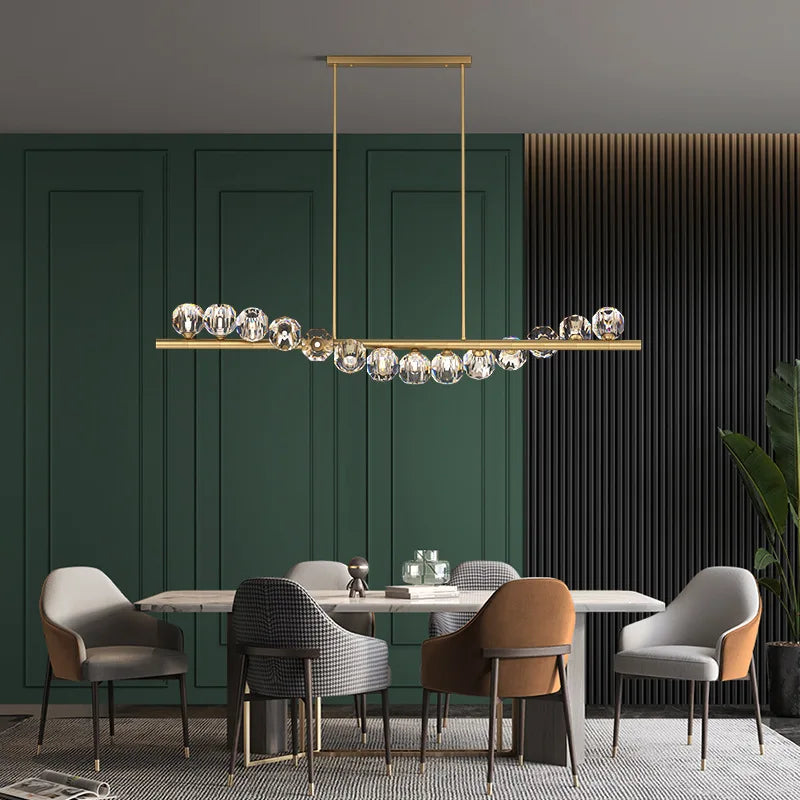 Elegant Rectangle Copper Chandelier - A Luxurious Crystal Light Fixture for Kitchen Islands, Hotel Bars, and Living Rooms