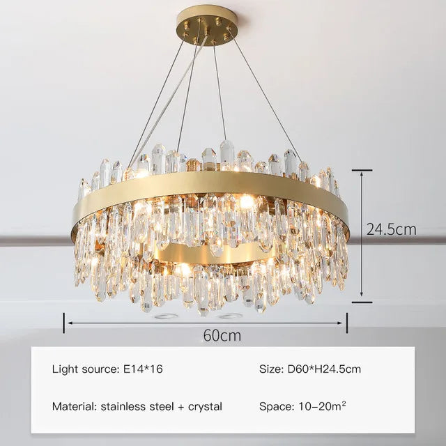 DecorBites™ Luxe Crystal Chandelier: Elegant LED Indoor Pendant Light for Bedroom & Dining Room