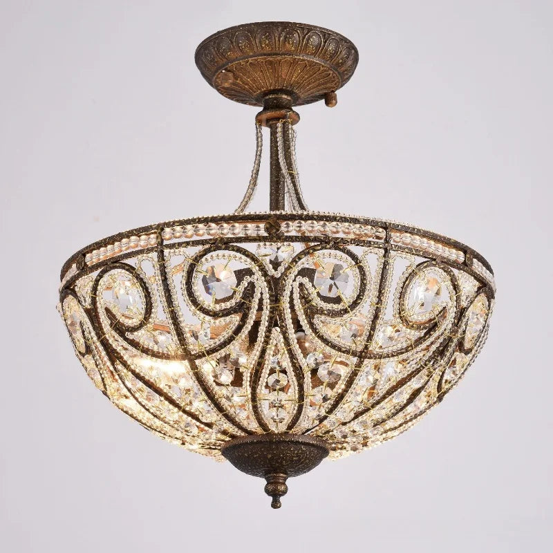 Luxe Crystal Semi Chandelier for Bedroom, Restaurant, Aisle - European Retro Style