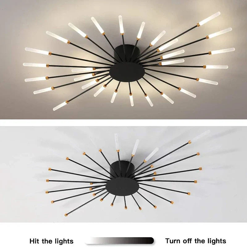 DecorBites™ LED Fireworks Chandelier: Modern Ceiling Lamp for Home Decor, Black Kitchen Lighting Fixtures