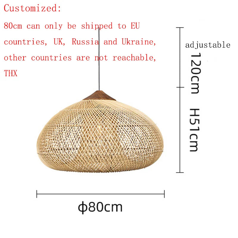 Wabi Sabi Vintage Handmade Rattan Pendant Lamps - Japanese Style Lighting for Kitchen Island and Dining Room Decor