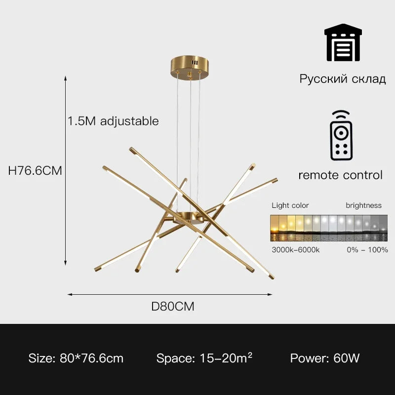 DecorBites™ Linen Ceiling Chandelier: Black Gold Pendant Lamp for Home, Office, or Restaurant