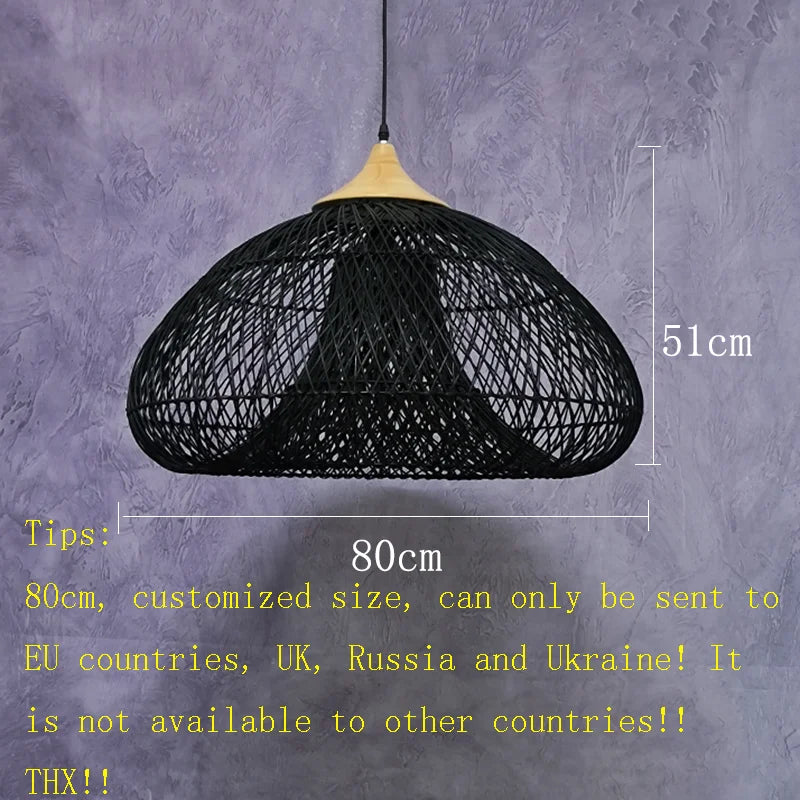 Wabi Sabi Vintage Handmade Rattan Pendant Lamps - Japanese Style Lighting for Kitchen Island and Dining Room Decor