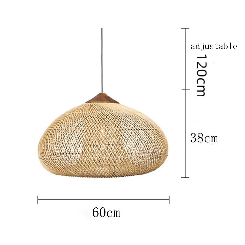 Wabi Sabi Vintage Handmade Rattan Pendant Lamps - Japanese Style Lighting for Kitchen Island and Dining Room Decor