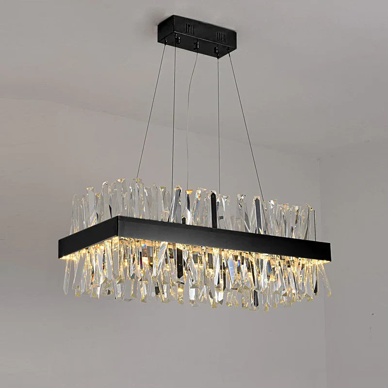 Luxury Crystal Hanging Chandelier for Dining Room and Kitchen Island – Choose Chrome or Gold Finish