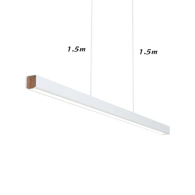 DecorBites™ LED Linear Pendant Light - White Black Wood Finish - Long Hanging Office Fixture