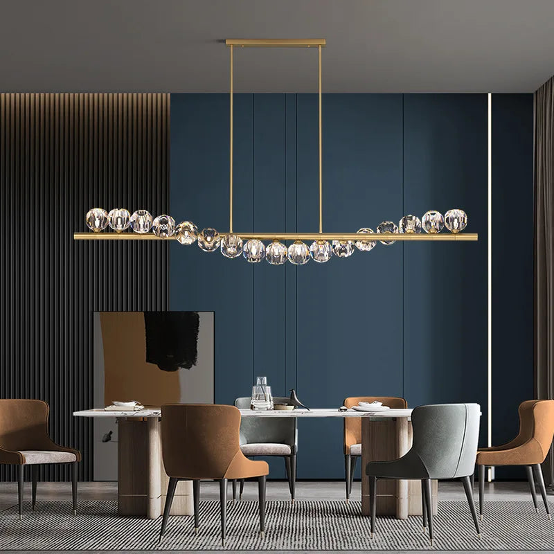Elegant Rectangle Copper Chandelier - A Luxurious Crystal Light Fixture for Kitchen Islands, Hotel Bars, and Living Rooms