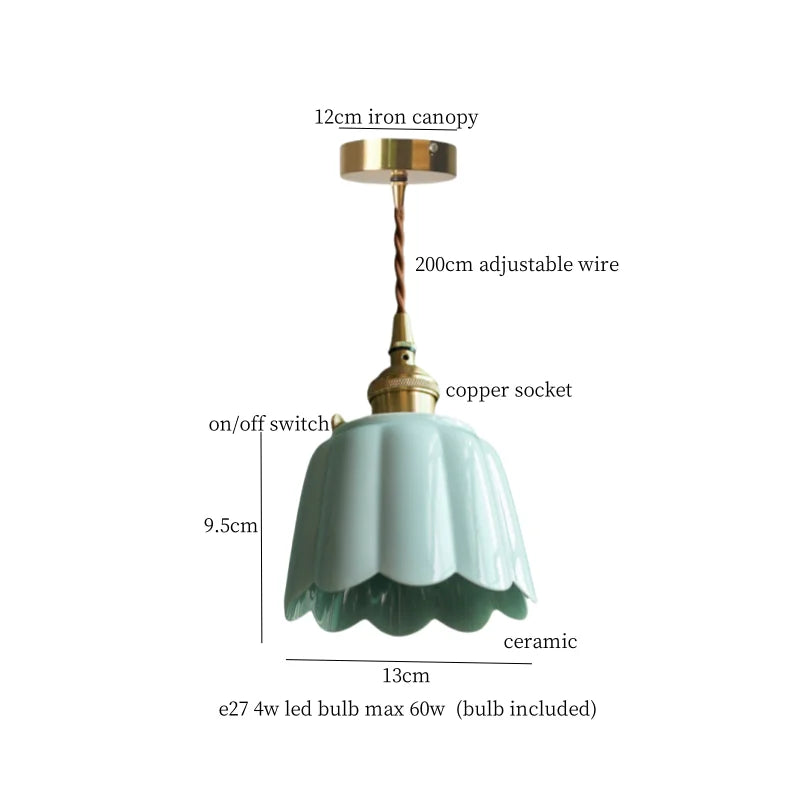 DecorBites™ Lotus Flower Ceramic LED Pendant Lampshade for Home Decor