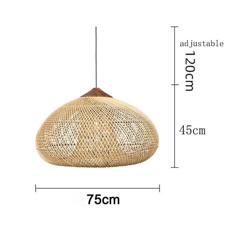 Wabi Sabi Vintage Handmade Rattan Pendant Lamps - Japanese Style Lighting for Kitchen Island and Dining Room Decor
