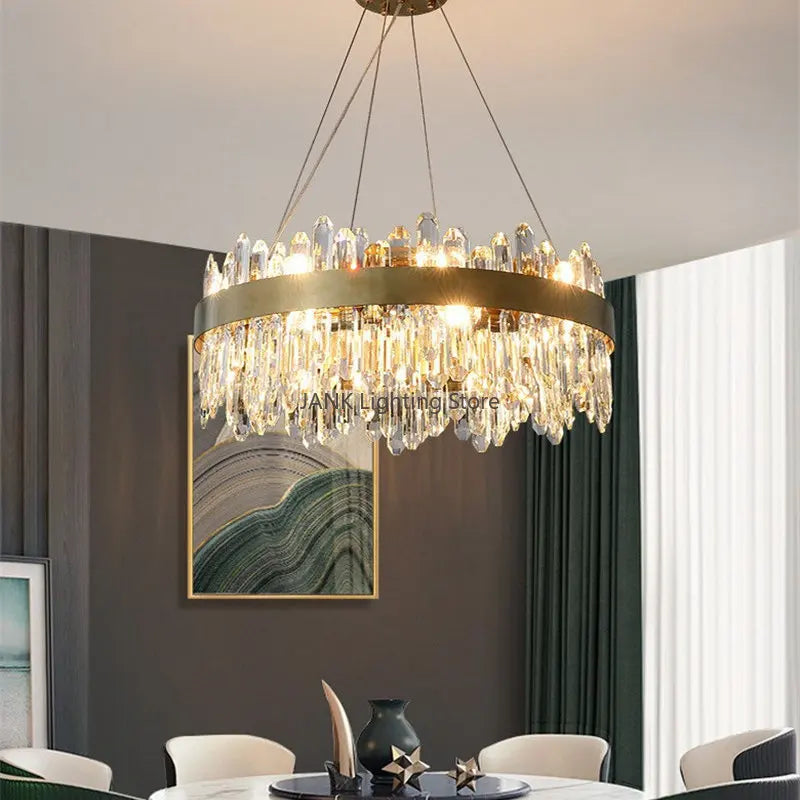 DecorBites™ Luxe Crystal Chandelier: Elegant LED Indoor Pendant Light for Bedroom & Dining Room