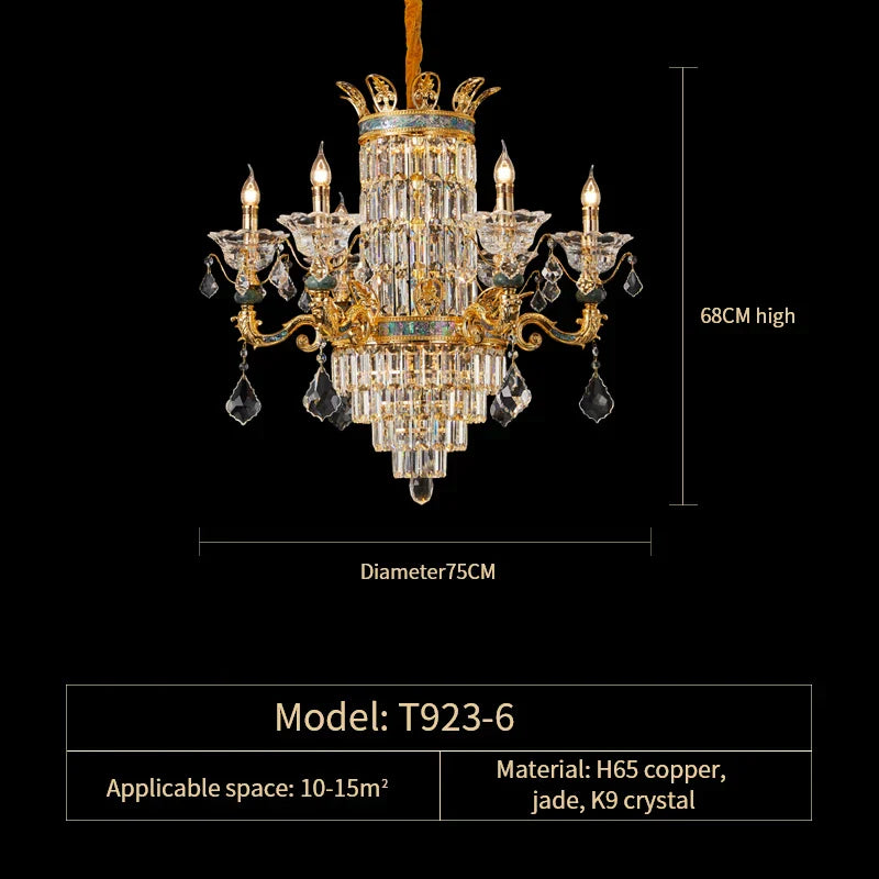 DecorBites™ Luxe Crystal Chandelier: Elegant Copper Living Room Dining Candle Light