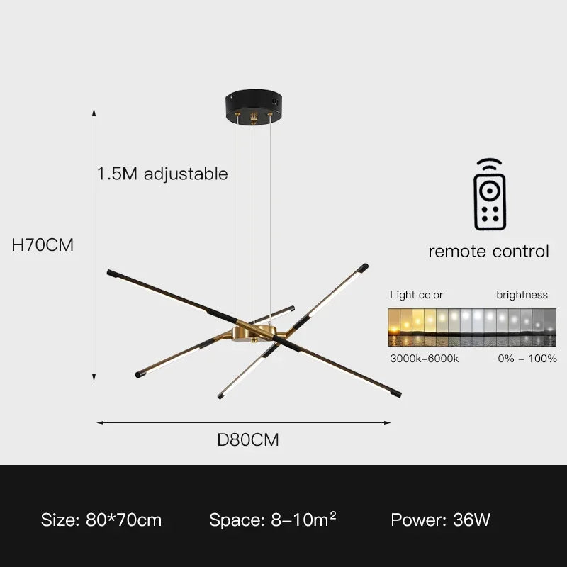 DecorBites™ Linen Ceiling Chandelier: Black Gold Pendant Lamp for Home, Office, or Restaurant