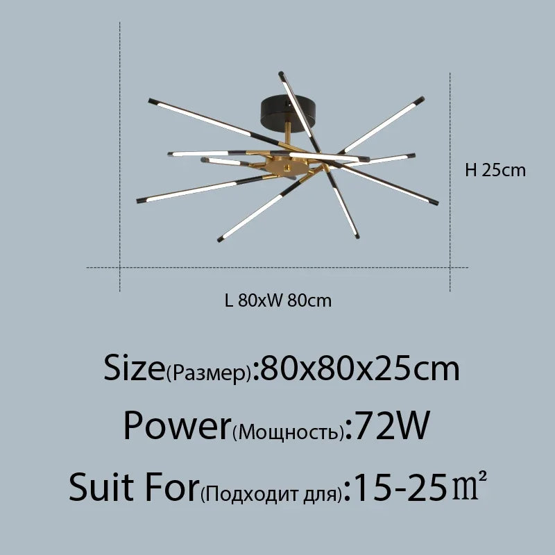 DecorBites™ Linen Ceiling Chandelier: Black Gold Pendant Lamp for Home, Office, or Restaurant