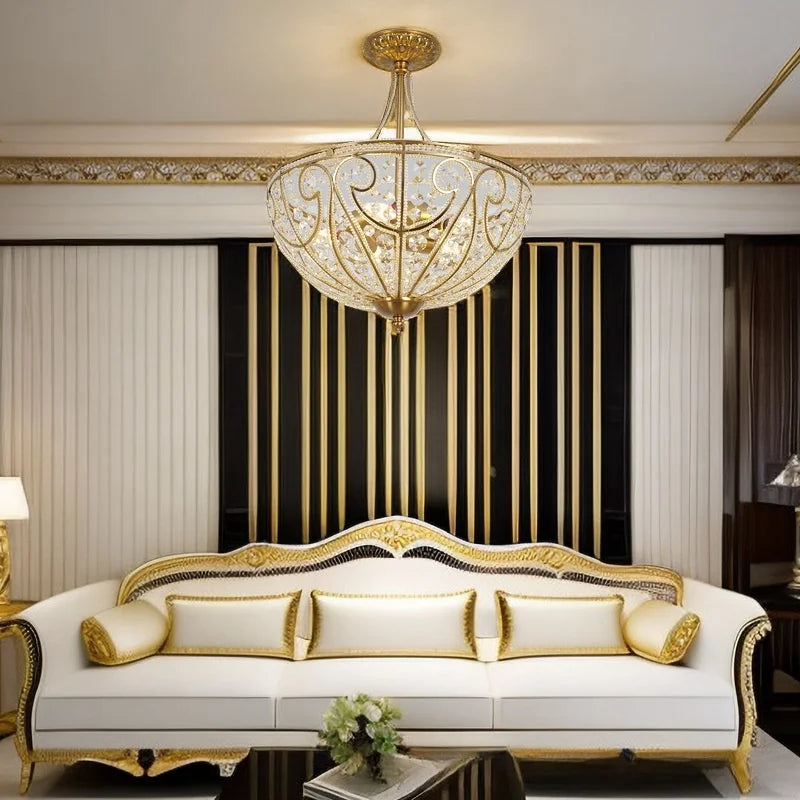 Luxe Crystal Semi Chandelier for Bedroom, Restaurant, Aisle - European Retro Style