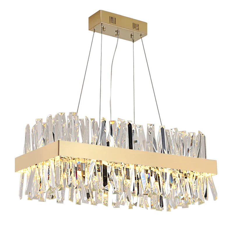 Luxury Crystal Hanging Chandelier for Dining Room and Kitchen Island – Choose Chrome or Gold Finish