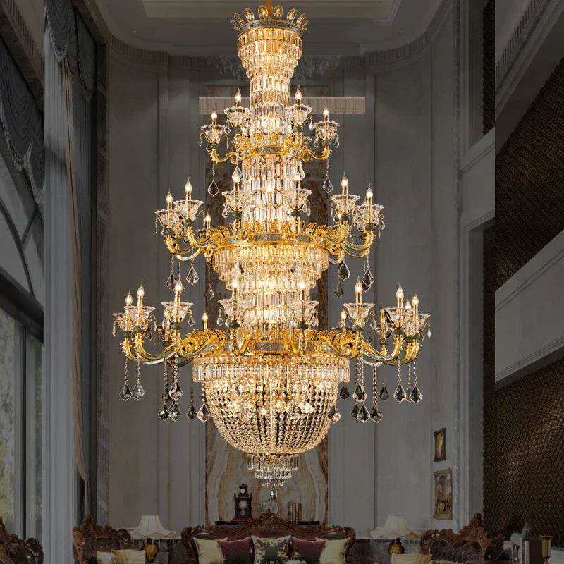 DecorBites™ Luxe Crystal Chandelier: Elegant Copper Living Room Dining Candle Light
