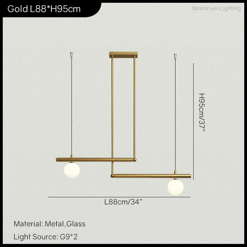 DecorBites™ Linear Minimalist Chandelier Pendant Light for Living Room, Dining Table Ceiling Decor