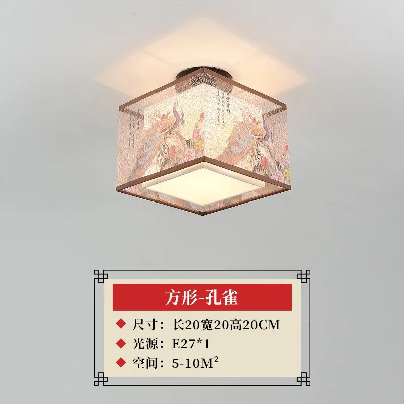 DecorBites™ Lotus Chinese Chandelier Ceiling Lamp Simple Corridor Painting LED Lighting