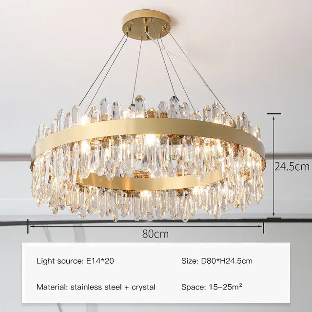 DecorBites™ Luxe Crystal Chandelier: Elegant LED Indoor Pendant Light for Bedroom & Dining Room