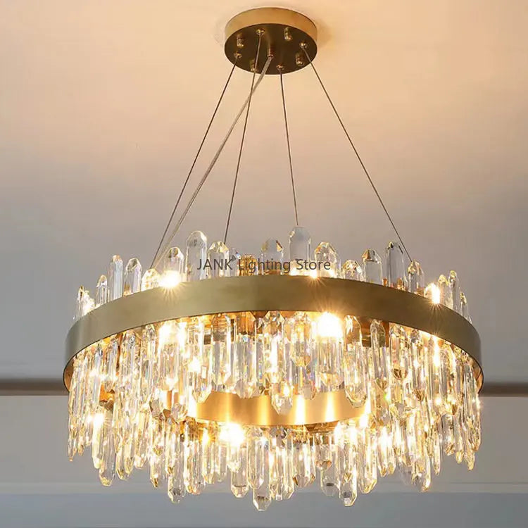 Luxe Crystal Chandelier: Elegant LED Indoor Pendant Light for Bedroom & Dining Room