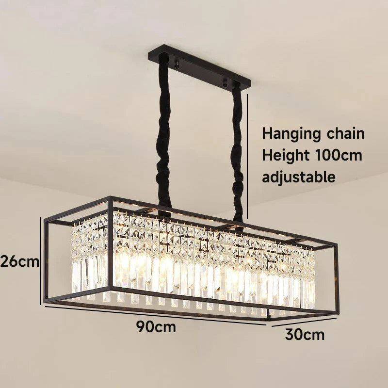 Modern Crystal Chandelier Black /Gold Haning Lamp For Dining Room Luxury Home Decor Kitchen Island Lighting Led Rectangle Lustre