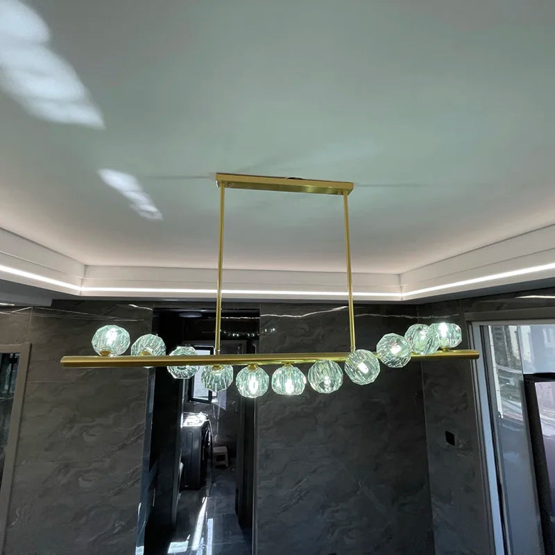 Elegant Rectangle Copper Chandelier - A Luxurious Crystal Light Fixture for Kitchen Islands, Hotel Bars, and Living Rooms