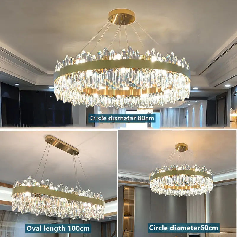 DecorBites™ Luxe Crystal Chandelier: Elegant LED Indoor Pendant Light for Bedroom & Dining Room