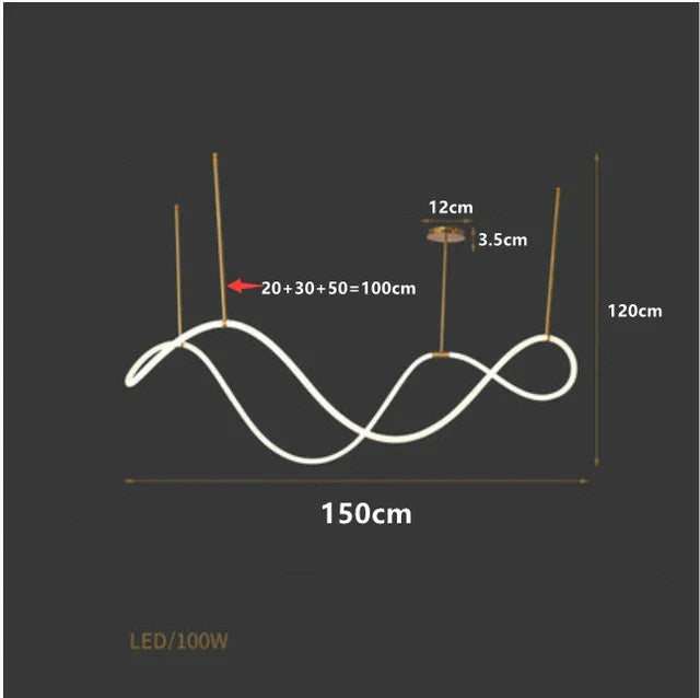 LED Long Hose Chandelier for Dining Room Kitchen Bar Pendant Lamp
