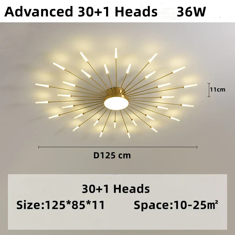 DecorBites™ LED Firework Chandelier: Modern Nordic Living Room Bedroom Pendant Light Fixtures