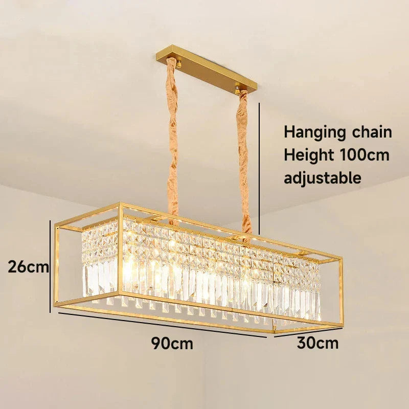 Modern Crystal Chandelier Black /Gold Haning Lamp For Dining Room Luxury Home Decor Kitchen Island Lighting Led Rectangle Lustre