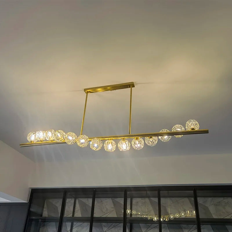 Elegant Rectangle Copper Chandelier - A Luxurious Crystal Light Fixture for Kitchen Islands, Hotel Bars, and Living Rooms