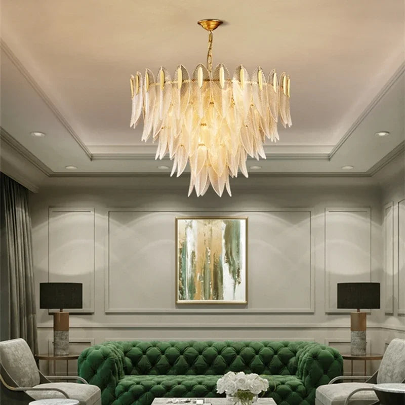 DecorBites™ Leaf Glass Chandelier - Nordic Style Light Luxury Pendant Lamp